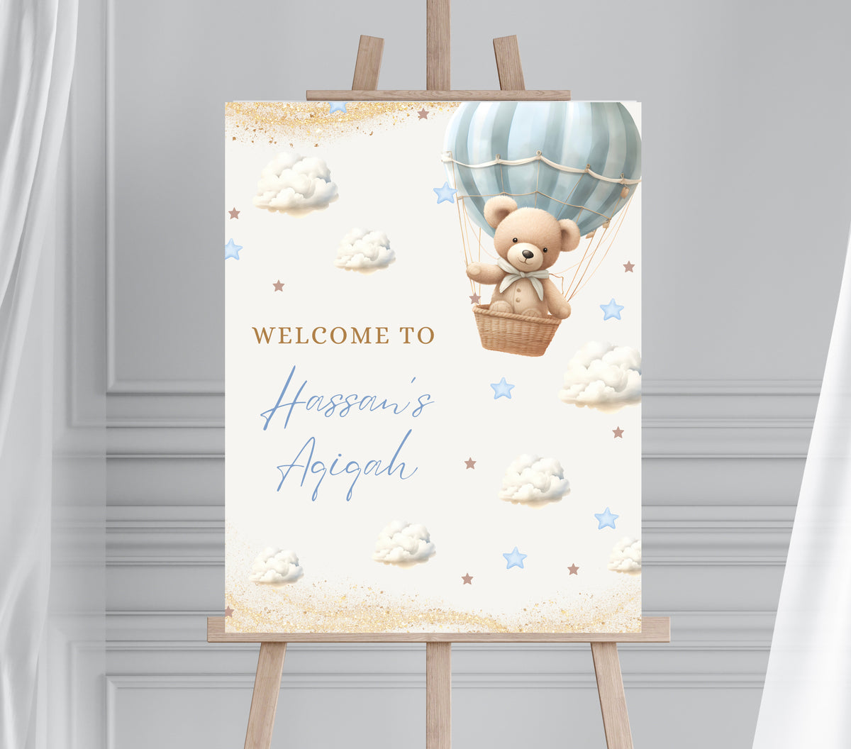 Blue Teddy theme welcome sign