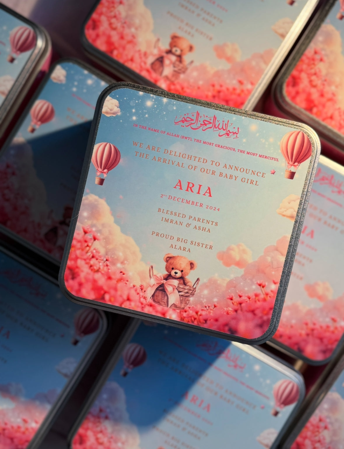 Baby girl Personalised baby announcement Mithai boxes (Baby Girl)