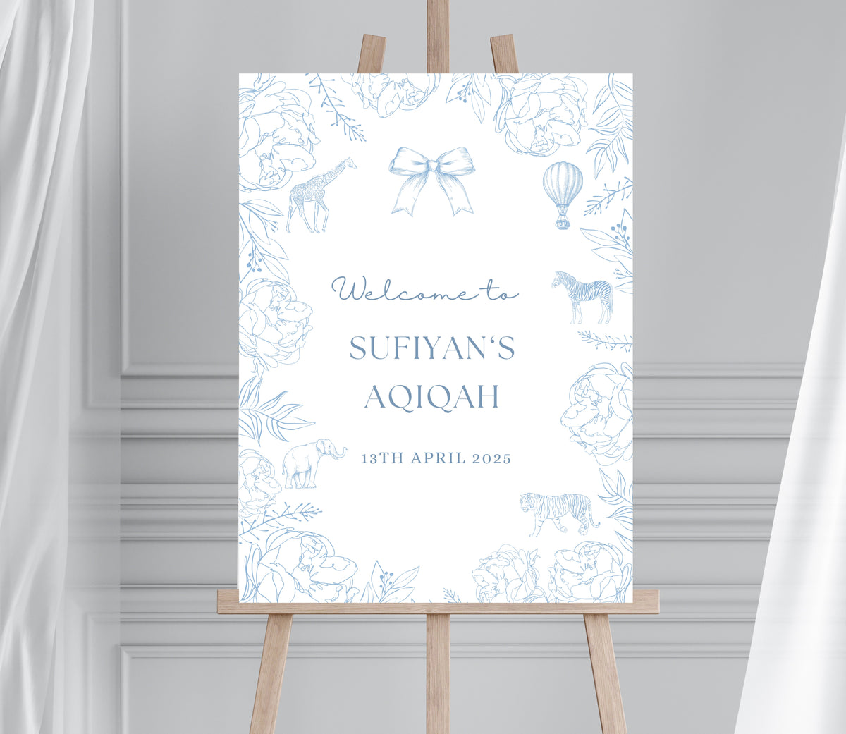 Dior Blue theme welcome sign