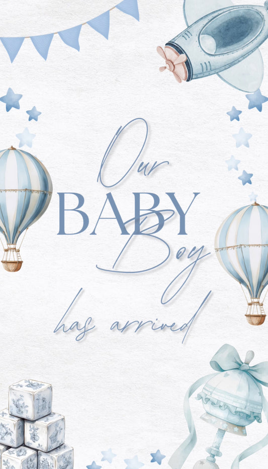 Baby hot air balloon baby announcement