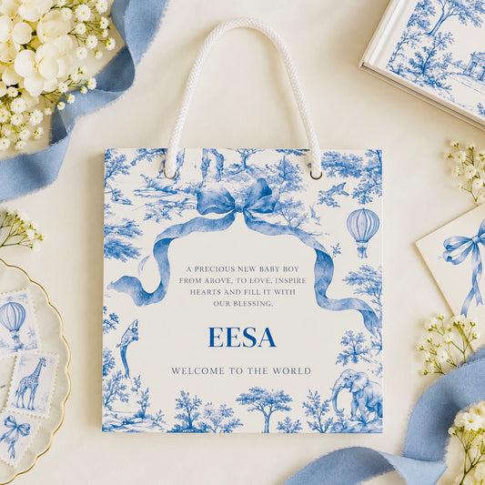 Baby announcement personalised gift bags 20cm by 20cm