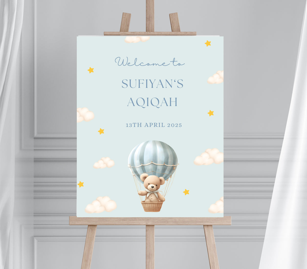 Blue theme welcome sign