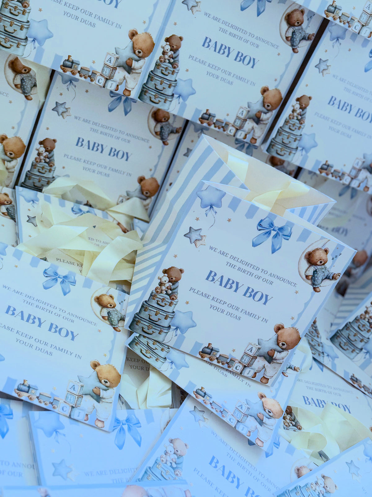 Baby announcement personalised gift bags