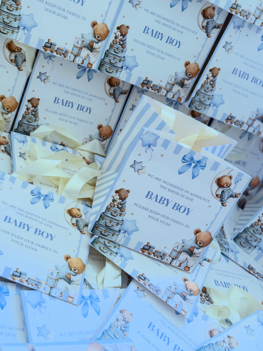 Baby announcement personalised gift bags