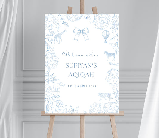 Dior Blue theme welcome sign