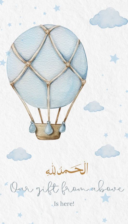 Baby hot air balloon baby announcement
