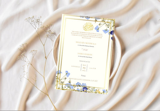 Blue floral wedding invites