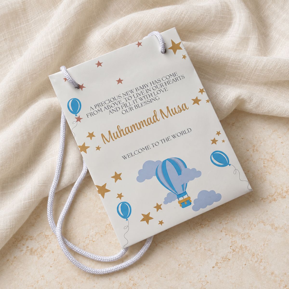 Baby announcement personalised gift bags 19cm by 25cm