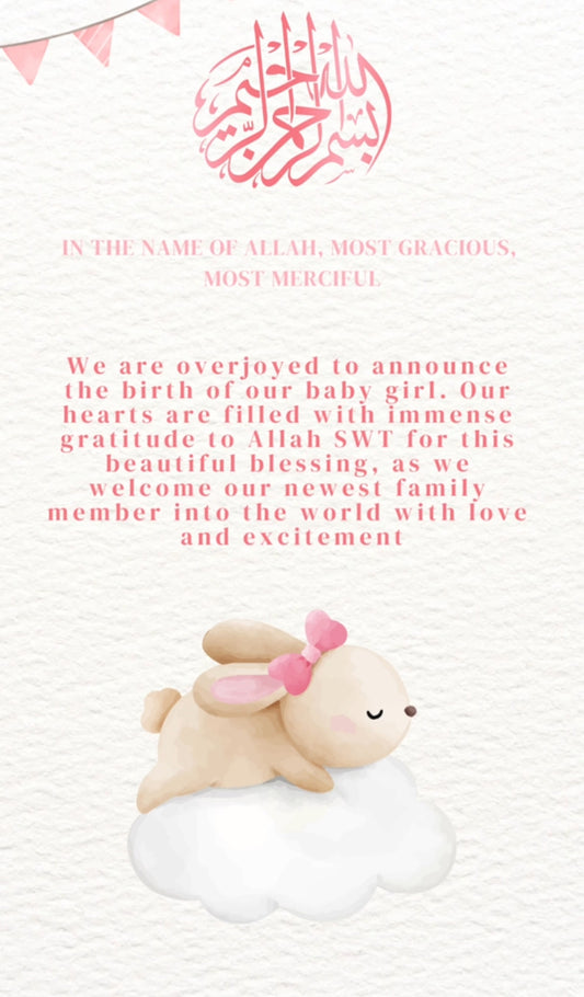 Video announcement Baby girl Bunny